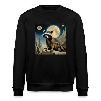 Raccoon ,Moon, Night, Stars,Bear - Stanley/Stella ROLLER Unisex Organic Sweatshirt - black - Front - Nik (191cm)