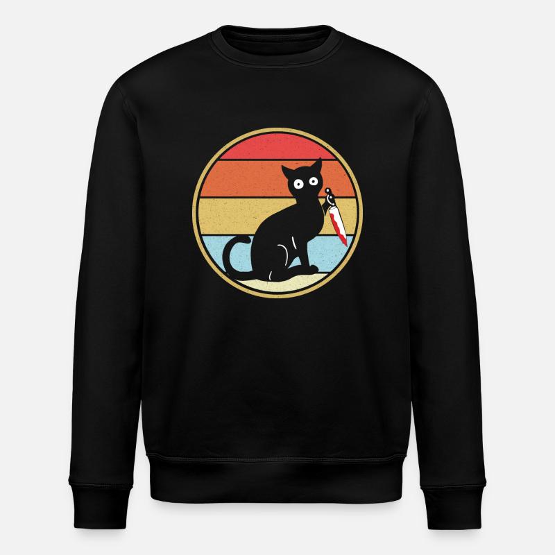 Drôle de chat avec couteau - Sweat bio ROLLER Stanley/Stella Unisexe - noir