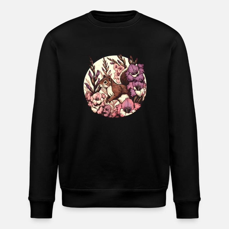 Gladiolen-Eichhörnchen - Stanley/Stella Unisex Bio-Sweatshirt ROLLER - Schwarz