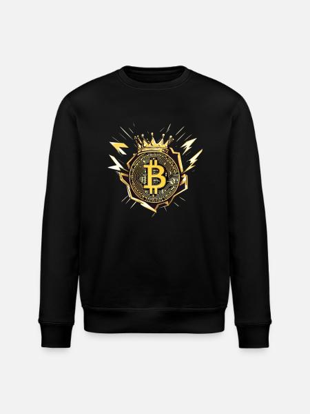 King Bitcoin with lightning bolts - Stanley/Stella ROLLER Unisex Organic Sweatshirt - black