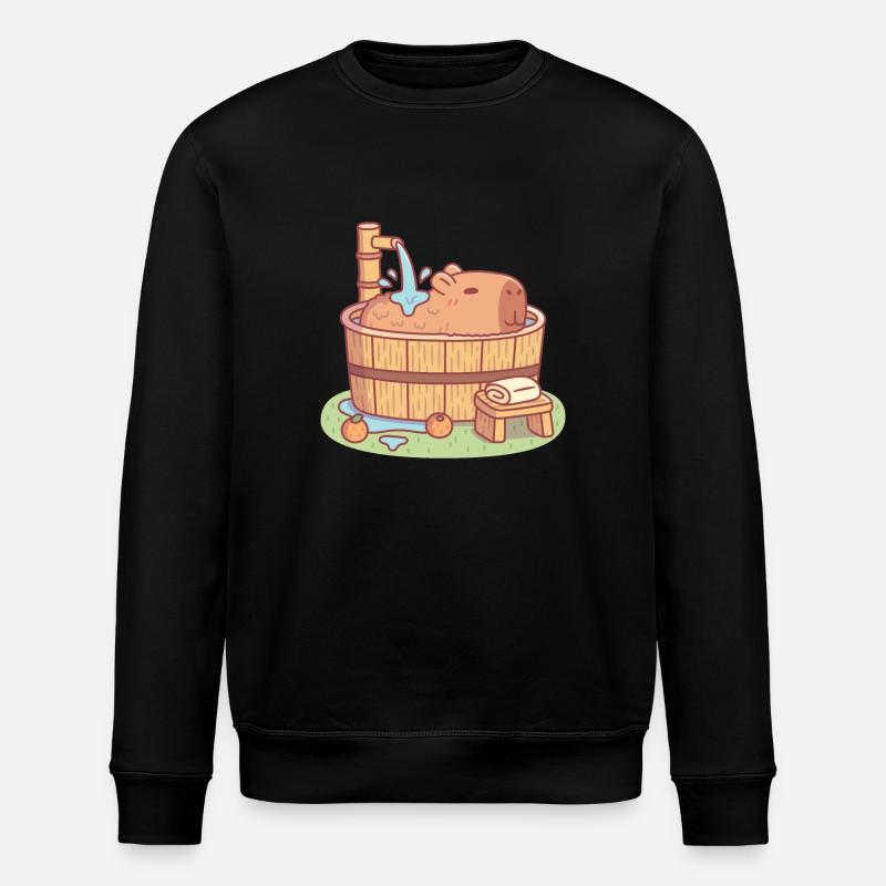 Capybara mignon se relaxant dans un bain à remous en bois - Sweat bio ROLLER Stanley/Stella Unisexe - noir