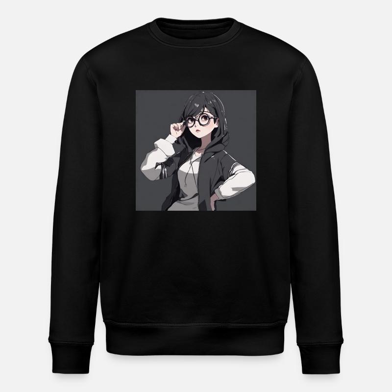 Anime-Geek-Mädchen - Stanley/Stella Unisex Bio-Sweatshirt ROLLER - Schwarz