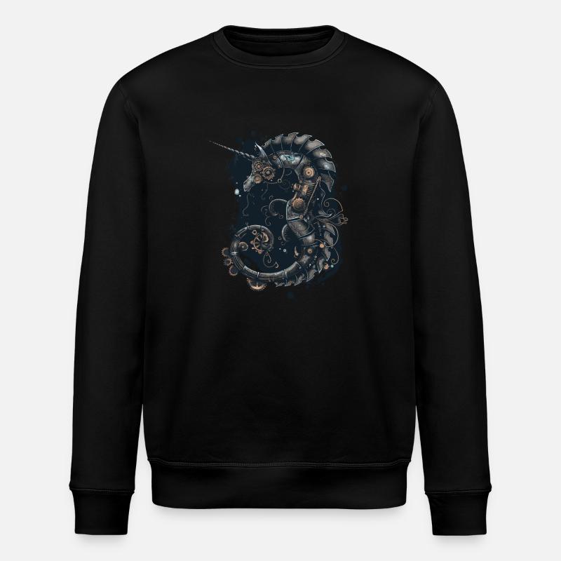 Steampunk Seepferdchen - Stanley/Stella Unisex Bio-Sweatshirt ROLLER - Schwarz