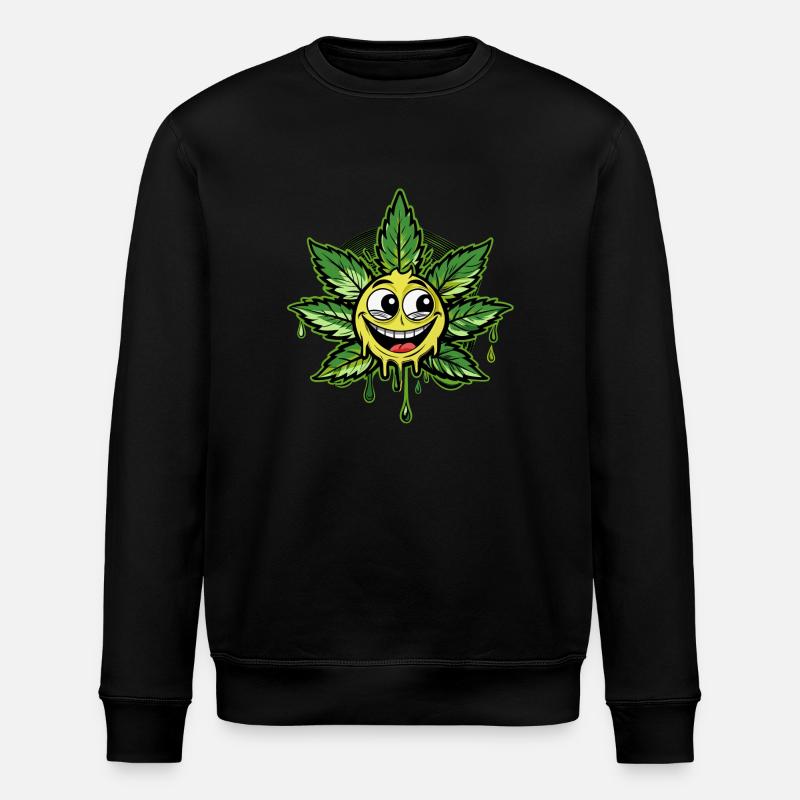 smiling cannabis - Stanley/Stella Unisex Bio-Sweatshirt ROLLER - Schwarz
