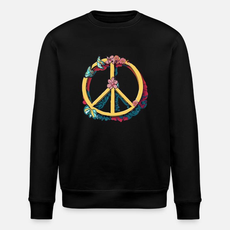 Friedensflug: Blütenzauber mit Schmetterlingen - Stanley/Stella Unisex Bio-Sweatshirt ROLLER - Schwarz