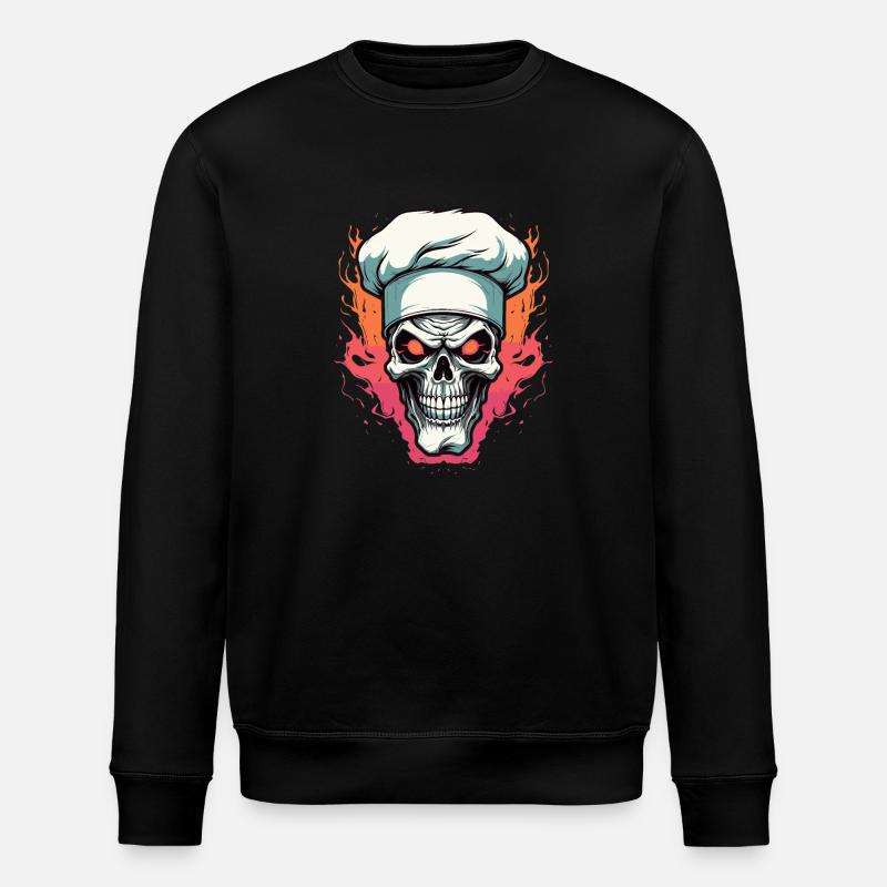 Skull with chef's hat - Stanley/Stella ROLLER Unisex Organic Sweatshirt - black