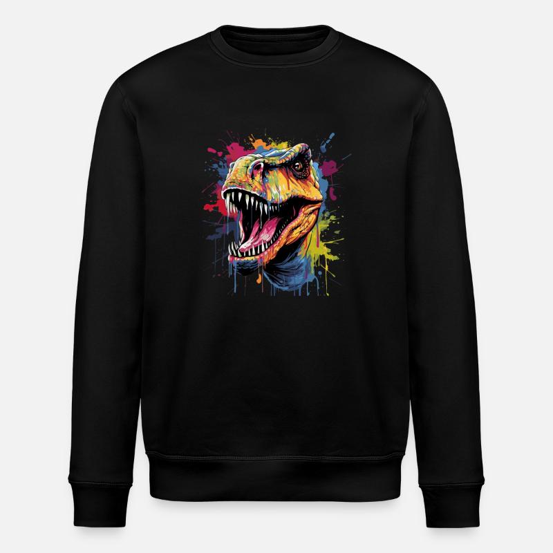 T-Rex Dinosaur - Stanley/Stella ROLLER Unisex Organic Sweatshirt - black
