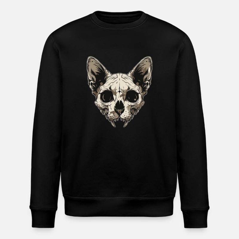 Zombie Cat Skull - Stanley/Stella ROLLER Unisex Organic Sweatshirt - black