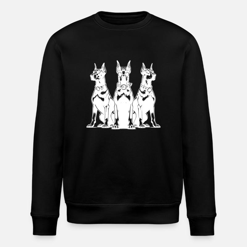 Drei wachsame Dobermänner Hunde - Stanley/Stella Unisex Bio-Sweatshirt ROLLER - Schwarz