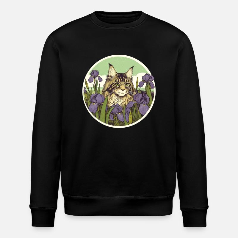 Braun getigerte Katze Iris - Stanley/Stella Unisex Bio-Sweatshirt ROLLER - Schwarz
