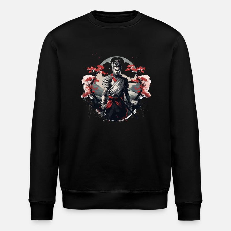 Samurai Japan Cherry Tree Landscape - Stanley/Stella ROLLER Unisex Organic Sweatshirt - black