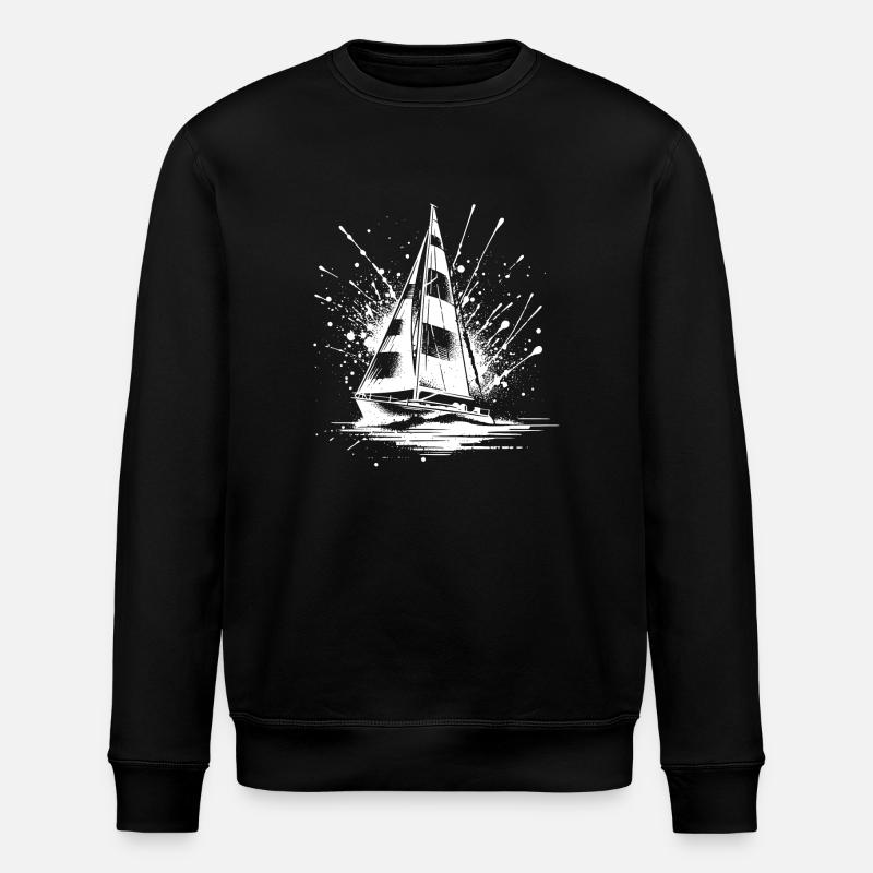 Segelboot mit Wellengang Splash Optik - Stanley/Stella Unisex Bio-Sweatshirt ROLLER - Schwarz