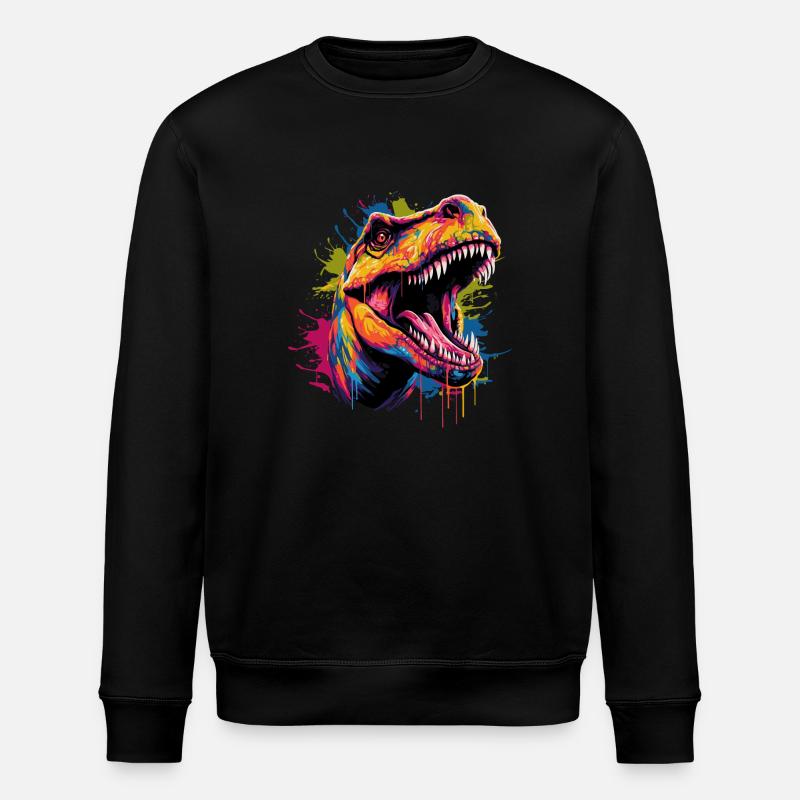 T-Rex Dinosaur - Stanley/Stella ROLLER Unisex Organic Sweatshirt - black