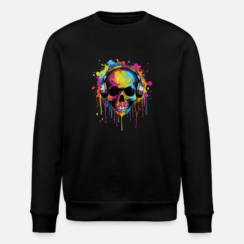 Zombie Skull Disc Jockey - Sweat bio ROLLER Stanley/Stella Unisexe - noir
