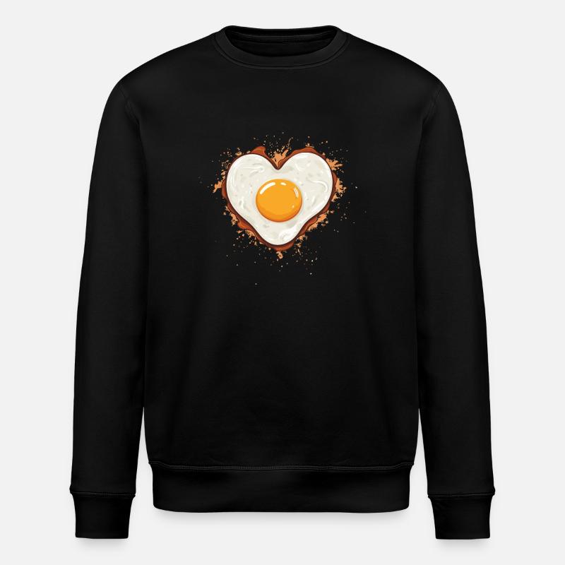 Spiegelei mit Herz - Stanley/Stella Unisex Bio-Sweatshirt ROLLER - Schwarz