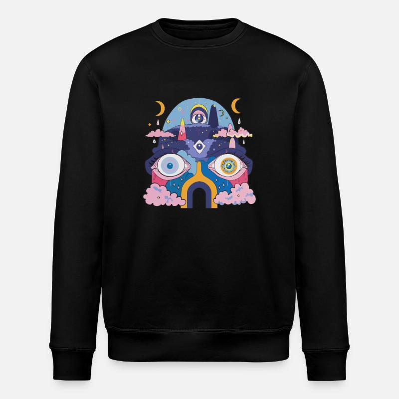 Psychedelic robot - Stanley/Stella ROLLER Unisex Organic Sweatshirt - black