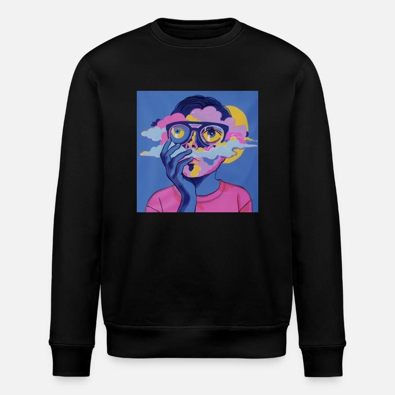 Psychedelisches Gesicht - Stanley/Stella Unisex Bio-Sweatshirt ROLLER - Schwarz