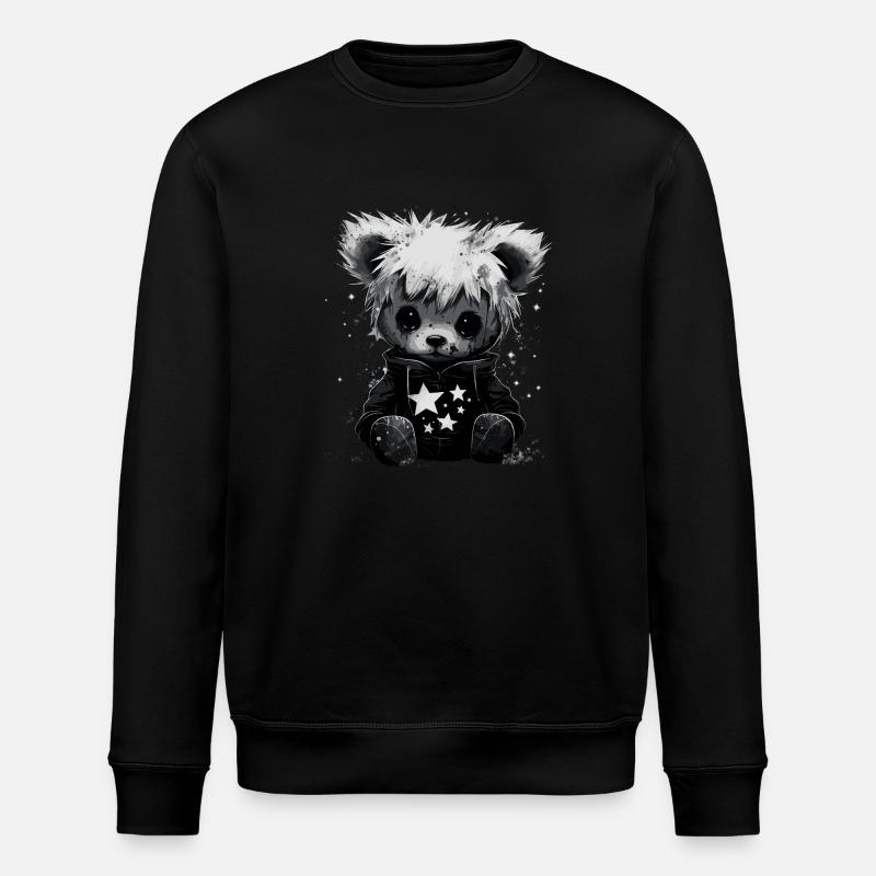 Cute Emo Teddy Bear - Stanley/Stella ROLLER Unisex Organic Sweatshirt - black