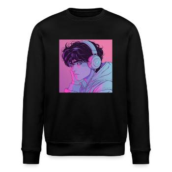 80er Jahre Anime Typ beruhigender hochwertiger Modedruck - Stanley/Stella Unisex Bio-Sweatshirt ROLLER - Schwarz - Vorne - Nik (191cm)