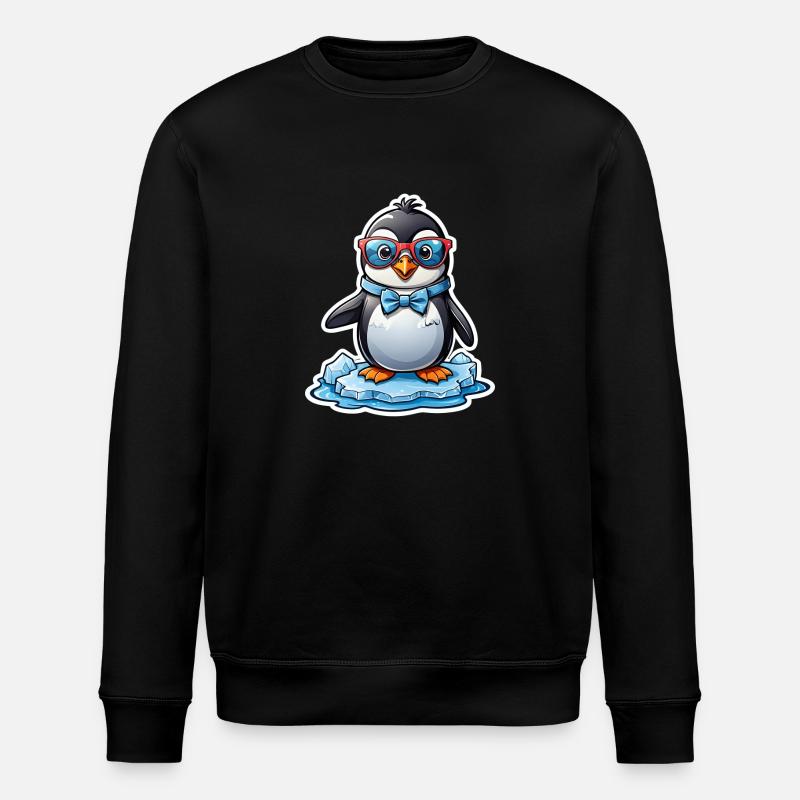Pinguin mit Brille - Stanley/Stella Unisex Bio-Sweatshirt ROLLER - Schwarz