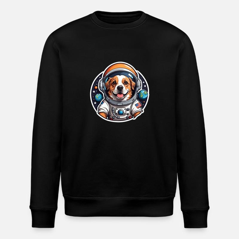Astronaut Dog in Space - Stanley/Stella ROLLER Unisex Organic Sweatshirt - black
