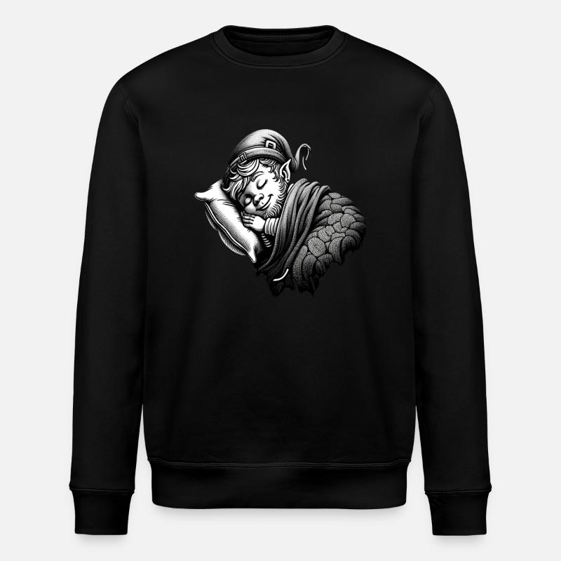 Sleeping Leprechaun (Irish Leprechaun) - Stanley/Stella ROLLER Unisex Organic Sweatshirt - black
