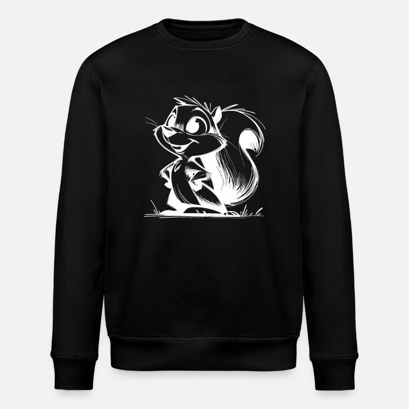 Putziges Eichhörnchen Bleistift Zeichnung - Stanley/Stella Unisex Bio-Sweatshirt ROLLER - Schwarz