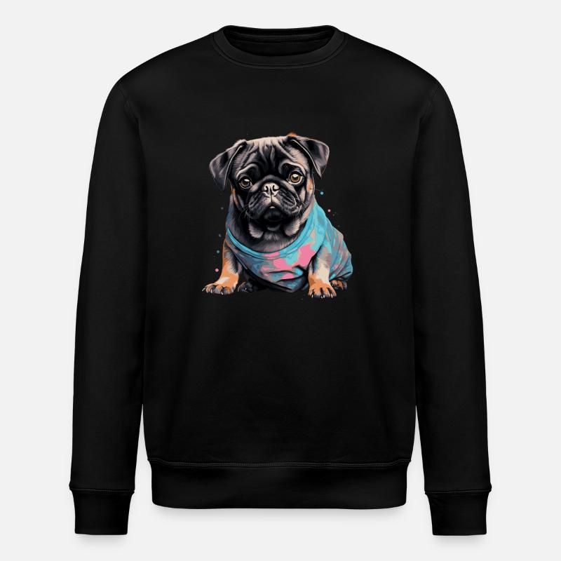 Niedlicher Mops - Stanley/Stella Unisex Bio-Sweatshirt ROLLER - Schwarz