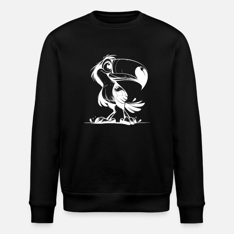 Exotic Toucan Pencil Sketch - Stanley/Stella ROLLER Unisex Organic Sweatshirt - black