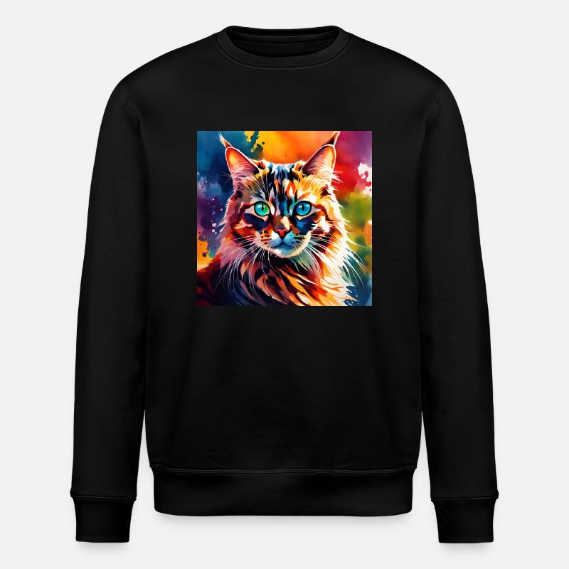 Katze farbig 1 - Stanley/Stella Unisex Bio-Sweatshirt ROLLER - Schwarz