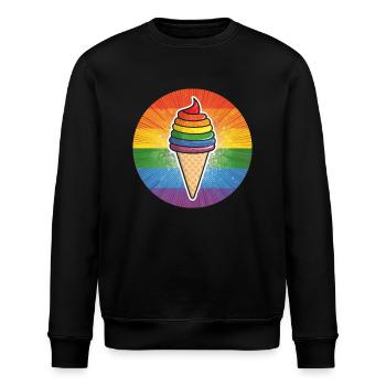 LGBTQ Ice Cream Eis - Stanley/Stella Unisex Bio-Sweatshirt ROLLER - Schwarz - Vorne - Nik (191cm)
