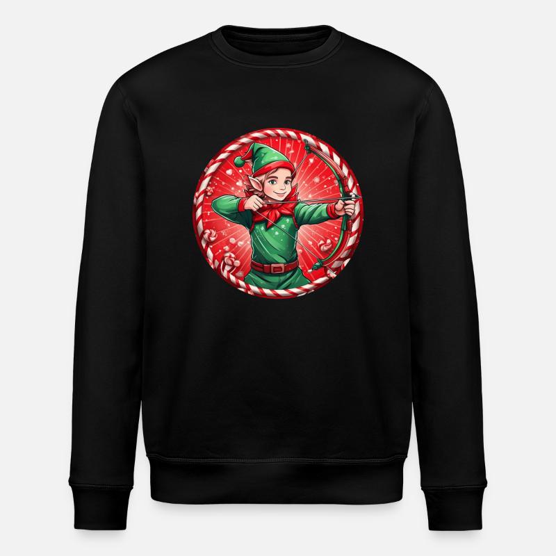 Christmas Elf Archery - Stanley/Stella ROLLER Unisex Organic Sweatshirt - black