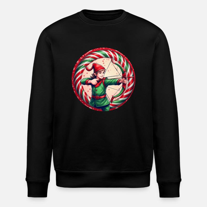 Weihnachtself Bogenschießen - Stanley/Stella Unisex Bio-Sweatshirt ROLLER - Schwarz