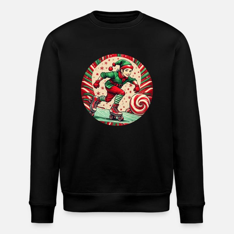 Christmas elf inline skating - Stanley/Stella ROLLER Unisex Organic Sweatshirt - black