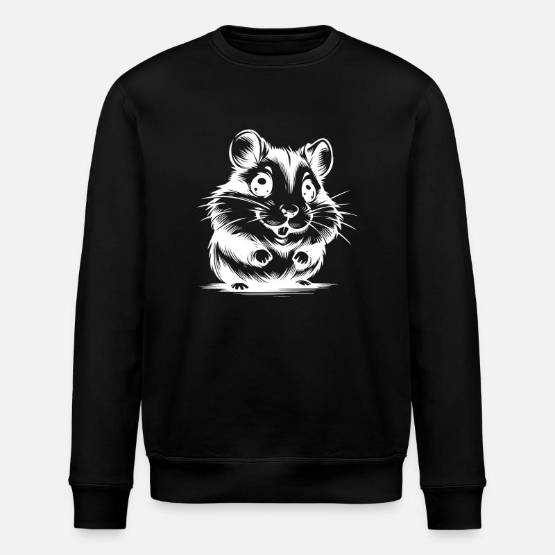 Cuddly Kids Hamster Drawing - Stanley/Stella ROLLER Unisex Organic Sweatshirt - black