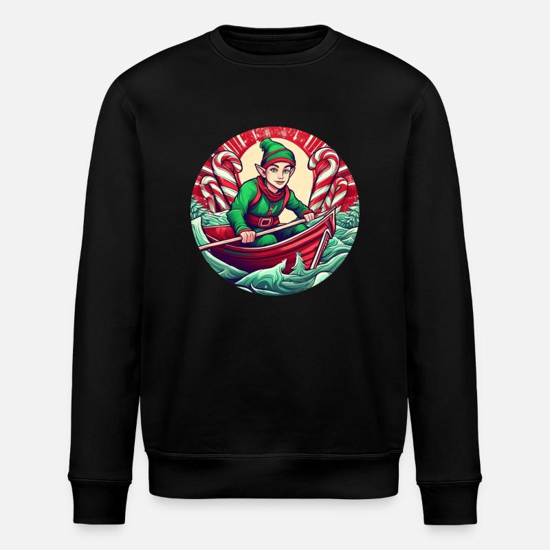 Christmas Elf Rowing - Stanley/Stella ROLLER Unisex Organic Sweatshirt - black