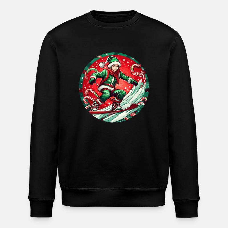 Weihnachtself Snowboarden - Stanley/Stella Unisex Bio-Sweatshirt ROLLER - Schwarz