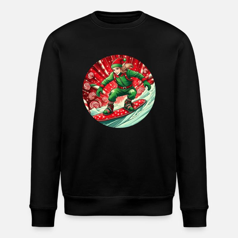 Weihnachtself Snowboarden - Stanley/Stella Unisex Bio-Sweatshirt ROLLER - Schwarz