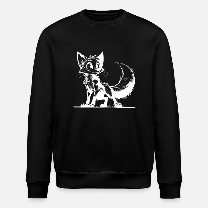 Souriant rusé renard trait Dessin - Sweat bio ROLLER Stanley/Stella Unisexe - noir