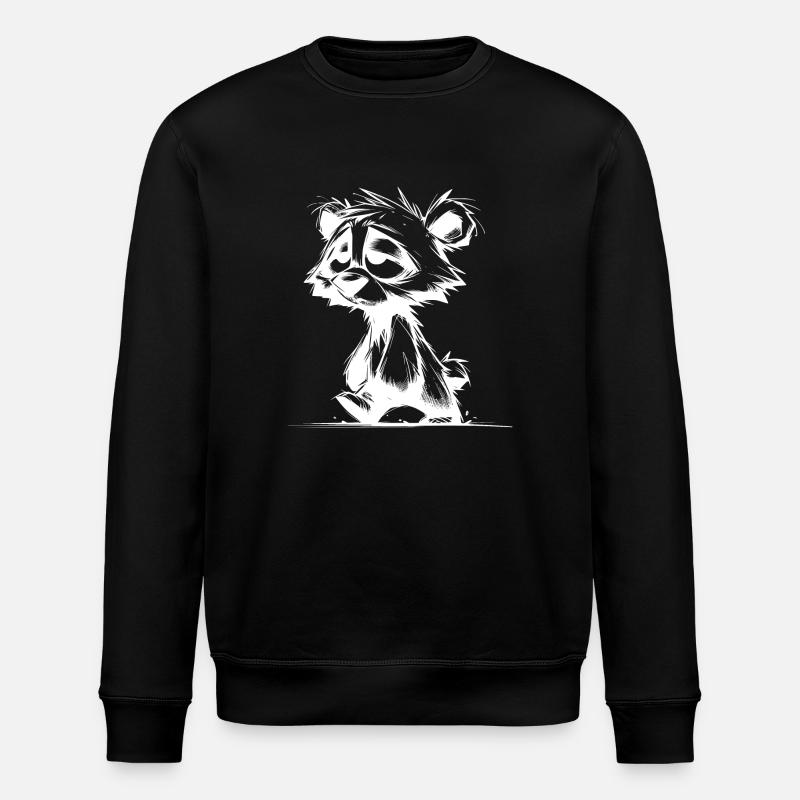 Fuzzy sleeping tired bear sketch - Stanley/Stella ROLLER Unisex Organic Sweatshirt - black