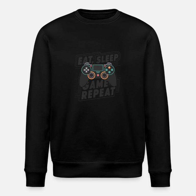 Eat, Sleep, Game, Repeat - Stanley/Stella ROLLER Unisex Organic Sweatshirt - black
