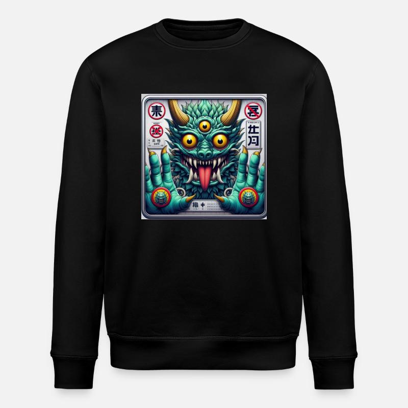 Japanisches Drachenmonster - Stanley/Stella Unisex Bio-Sweatshirt ROLLER - Schwarz