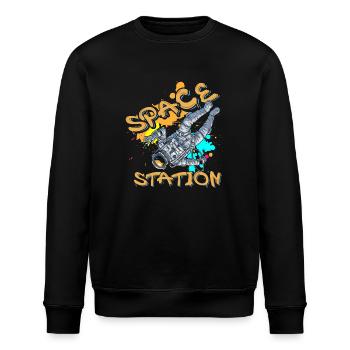 Streetart Spraydose Rapper Cool - Stanley/Stella Unisex Bio-Sweatshirt ROLLER - Schwarz - Vorne - Nik (191cm)