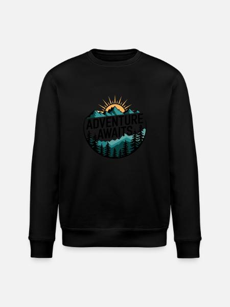 Adventure Awaits – Mountain Panorama - Stanley/Stella ROLLER Unisex Organic Sweatshirt - black