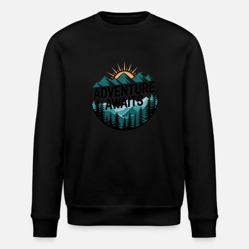 Adventure Awaits – Mountain Panorama - Stanley/Stella ROLLER Unisex Organic Sweatshirt - black