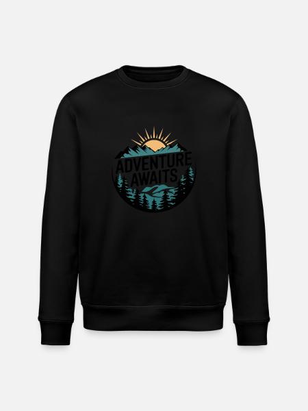 Adventure Awaits – Mountain Panorama - Stanley/Stella ROLLER Unisex Organic Sweatshirt - black