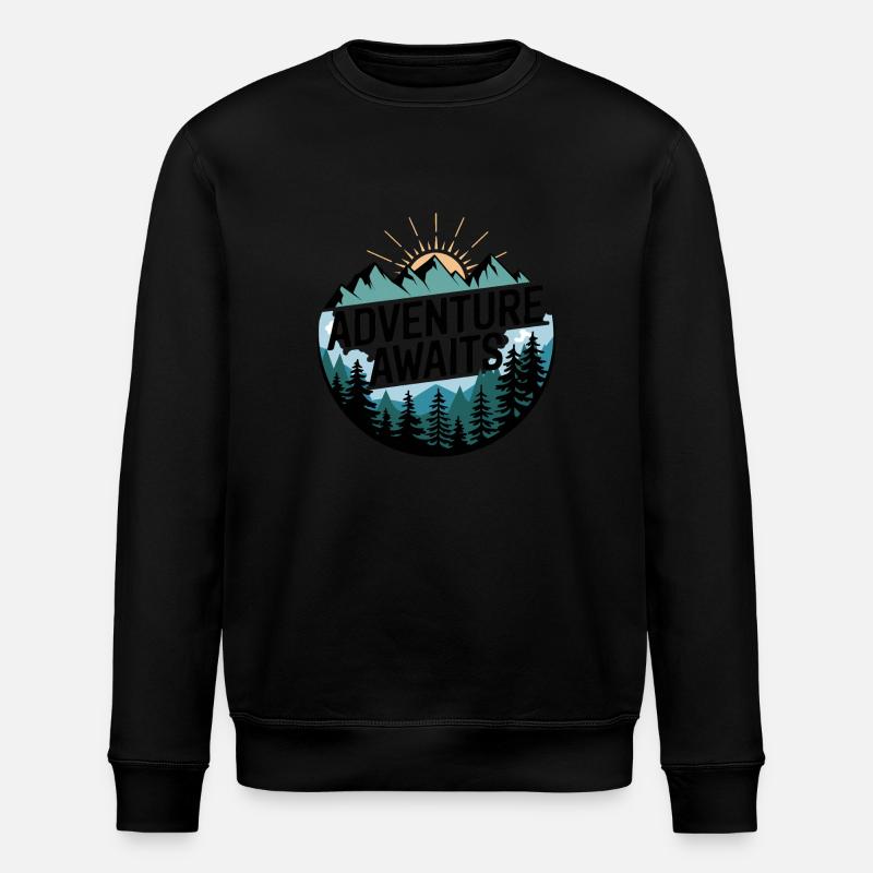 Adventure Awaits – Mountain Panorama - Stanley/Stella ROLLER Unisex Organic Sweatshirt - black