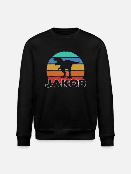 JAKOB - Beautiful boy name with dinosaur - Stanley/Stella ROLLER Unisex Organic Sweatshirt - black