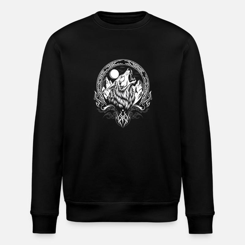 Wikinger-Wolf - Stanley/Stella Unisex Bio-Sweatshirt ROLLER - Schwarz