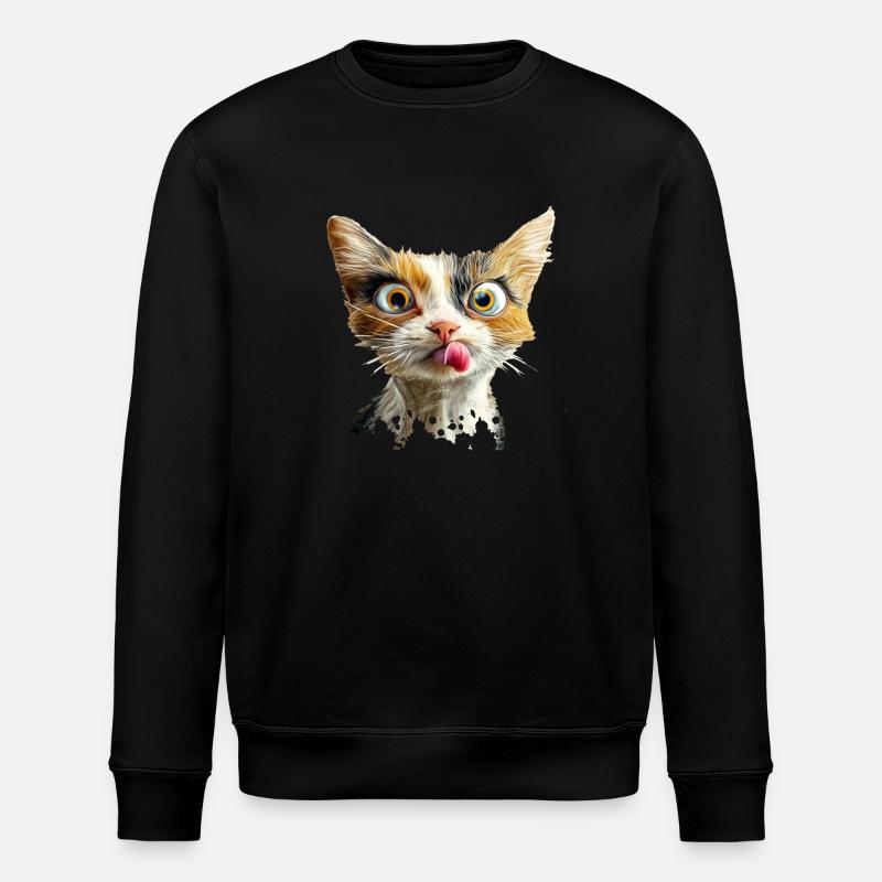 Funny Cat - Stanley/Stella Unisex Bio-Sweatshirt ROLLER - Schwarz